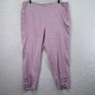 #ad J Jill Pants Womens Extra Large Linen Stretch Light Pink Side Zip Button Accents $24.99
