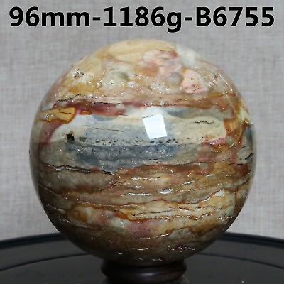 #ad B6755 96mm 1186g Amazing Natural Ocean Ibis Jasper Orbicular Sphere Reiki $82.00