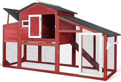 #ad PetsCosset Chicken Coop Wooden Backyard Hen House with Run Nesting Box amp; Trays $189.99