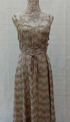 #ad Grace Collection Ladies Dress Size 16 Green Beige Spaghetti Straps Flared Lined GBP 13.99