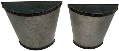 #ad Industrial Distressed Galvanized Hanging Half Round Wall Planters 11 3 4 Inch $22.91