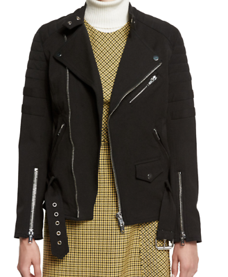 #ad NEW $795 31 Phillip Lim Black Moto sculpted jacket zipper belted Size 8 coat $349.99