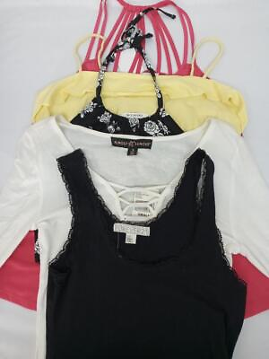 #ad NWOT 5 Lot almost famous socialite yellow pink black sleeveless stretch top S $13.99