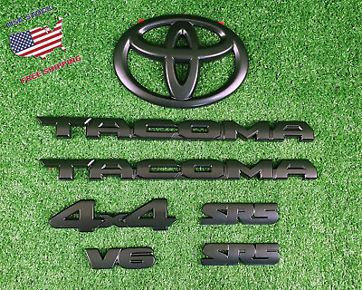 #ad Fit for 2016 2023 Tacoma Matte Black Overlay Emblems Kit V6 SR5 4X4 7pc US Stock $40.99