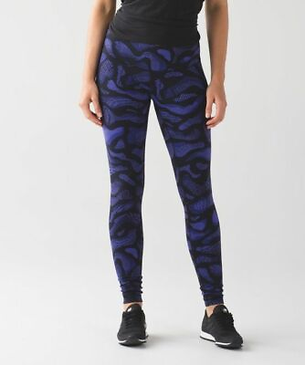 #ad Lululemon Wunder Under III Pant Warp Super Purple Print Leggings size 6 $45.41