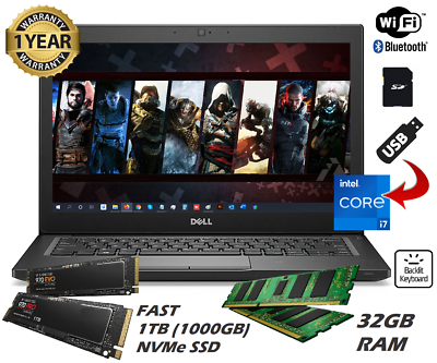 Dell 14quot; 7490 Gaming Laptop 32GB RAM 1TB SSD Intel Core i7 4.20GHz Windows 11 $638.00