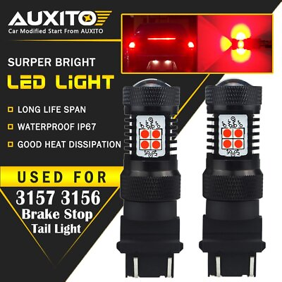 #ad 2X AUXITO 3157 3156 Brake stop Tail Light Bulb Super Red LED 14K For GMC EXC $14.99
