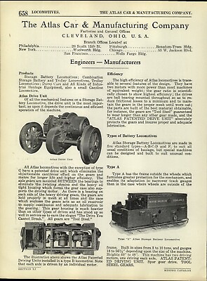#ad 1924 PAPER AD Atlas Railroad Railway Car Electric Locomotive Coal Mining $24.99