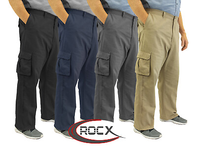 #ad ROCXL Big amp; Tall Men#x27;s Cargo Pants Expandable Waist 100% Cotton Sizes 42 68 $39.95