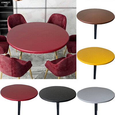 #ad Round Waterproof Table Cover PVC Elastic Fitted Tablecloth Oil Proof Party Home $16.29