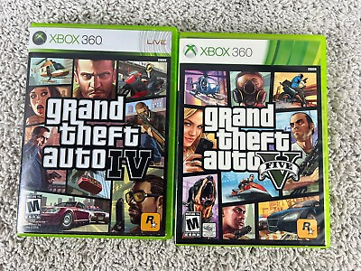 #ad #ad Xbox 360 Grand Theft Auto IV and V Games Lot Bundle Complete CIB w Map 4 amp; 5 $15.31