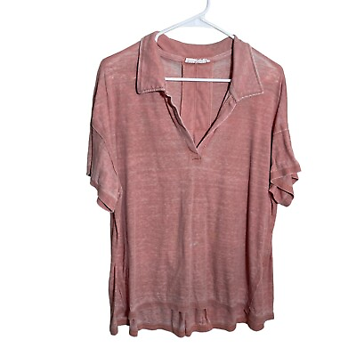 #ad Jane amp; Delancey Blouse Women#x27;s Approx XL Burnout Short Sleeve V Neck Shirt $7.04