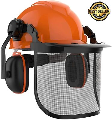 #ad Helmet Safety With Shield Earmuffs Chainsaw Face Shield Hard Hat Safety Gear $54.89