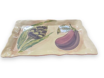 #ad Vietri Italian Pottery ORTO 20quot; Rectangular Platter Tray Retired Eggplant $63.75