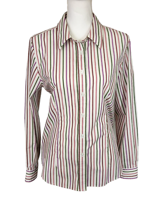 #ad Orvis Shirt Carefree Long Sleeve Button Front Multicolor Striped Womens Size 14 $18.00