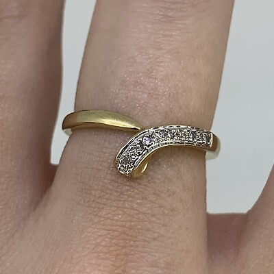 #ad Diamond Wishbone Overlap Design Ring 9ct Yellow Gold Size M GBP 90.00