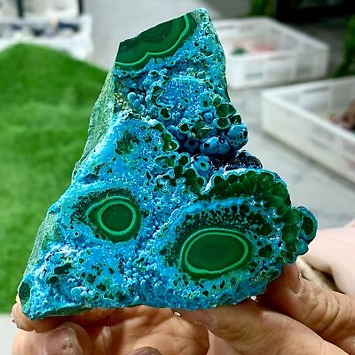 #ad 307g Natural chrysocolla Malachite transparent cluster rough mineral sample $272.00