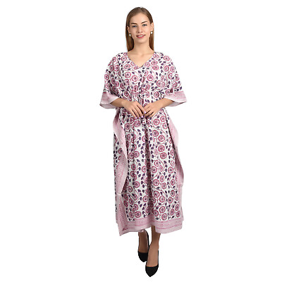 #ad Casual Cotton Long dress Women#x27;s Kaftan Tunic Caftan Free Size Maxi Loungewear $40.00