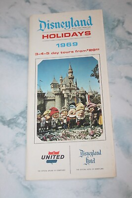 #ad Vintage 1969 Disneyland Holidays from United Airlines and Disney Hotel $15.00