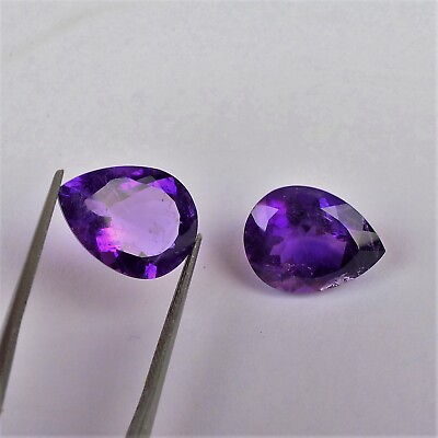 #ad 16x12 mm Brazil Natural Purple Amethyst Pear Cut Loose Jewelry Use Gemstone Pair $40.85