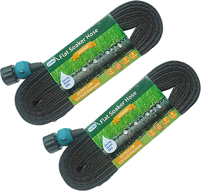#ad Flat Soaker Hose 30 50 100 150 FT for Garden Beds 25Ft 2PACKS 1 2quot; Linkable Con $51.99