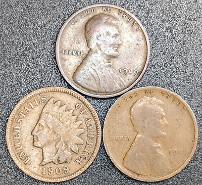 #ad U.S. 1C 1909 VDB Lincoln Wheat 1909 Indian Head Cent and 1909 Lincoln Wheat 01 $14.99