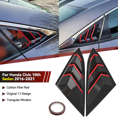 #ad #ad For Honda Civic 2016 2021 Sedan Side Air Vent Carbon fiber Window Louver Cover $22.49