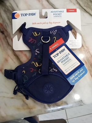 #ad NEW Top Paw Dog Harness BLUE SWIRL Adjustable Comfort with Collar Size XSMALL $16.50
