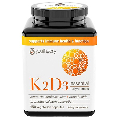 #ad YOUTHEORY VITAMIN VIT D3 AND WITH K2 SUPPLEMENT 150 TABLETS CAPSULES PILLS K2D3 $44.99