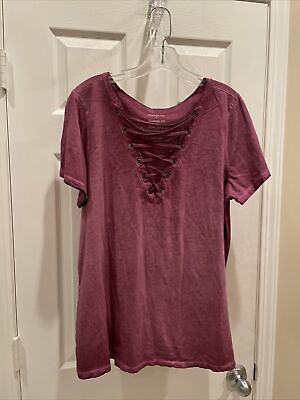 #ad Torrid Womens Top Sz 1 Classic fit Purple ￼Pull Over Top short sleeve￼ $19.99