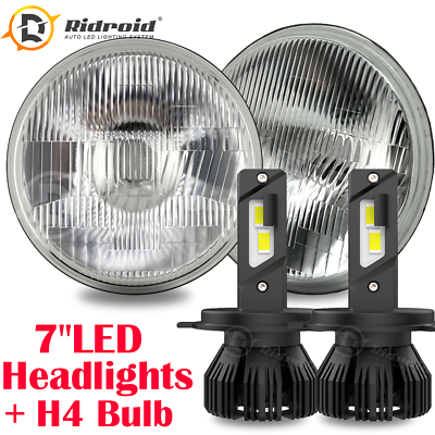 #ad 7 Inch Headlights DOT Round Conversion Headlights Kit With H4 20000LM 200W $79.99