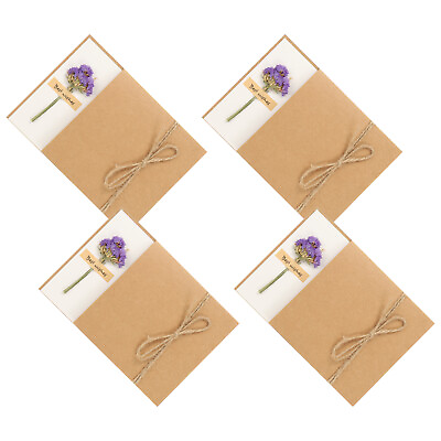 #ad 7quot;x5quot; Dried Flowers Greeting Cards 4pcs Forget Me Not Handmade Blank Note Card AU $16.45