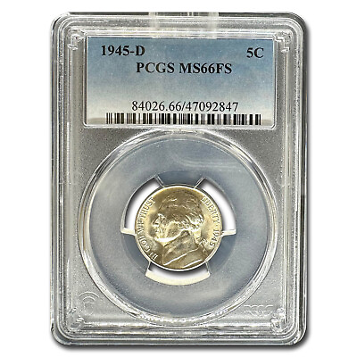 #ad 1945 D Jefferson Nickel MS 66 PCGS FS $128.33