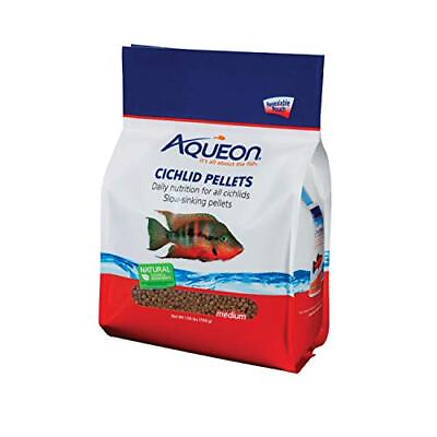 #ad Aqueon Cichlid Slow Sinking Fish Food Pellets Medium Size 25 Ounce $13.07