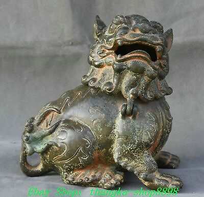 #ad 6.2quot;Old China Spring Autumn Period Bronze Dragon Beast Incense Burner Censer $162.95