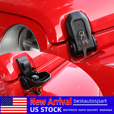 #ad 2PCS Black Car Front Hood Latch Locking Catch Buckle For Jeep Wrangler JL 2018 $32.99
