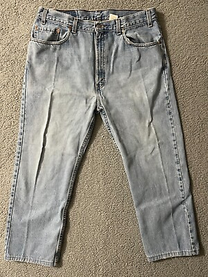 #ad VTG Levis 505 Jeans Mens 38X26 Blue Regular Straight Made in USA Light Denim $16.99