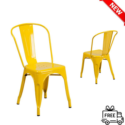 #ad Yellow Commercial Grade Dining Chair Metal Indoor Outdoor Stackable Chair Patio $99.00