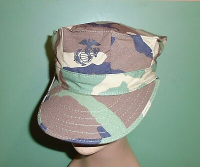 #ad US Marine Corps USMC EGA Woodland Camo 8 Point Utility Cover Hat Cap All Sizes $19.99
