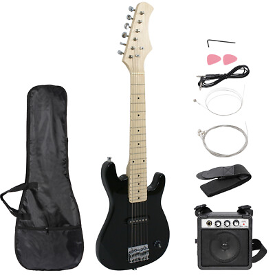 #ad Beginner Guitar With Amp Case 30quot; Electric Guitar Kids Accessories Pack Black $47.59