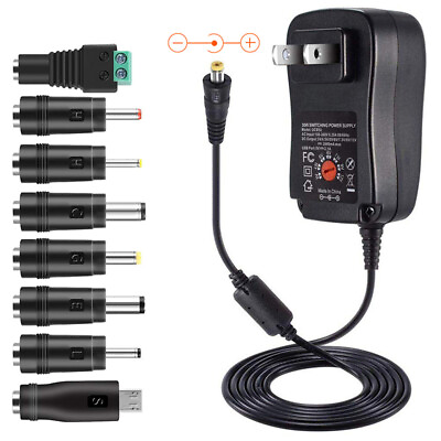 #ad 30W AC Power Adapter With 8pcs Connector 3V 12V Multi Voltage Charger Converter $15.20