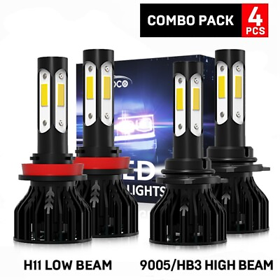 #ad For 2015 2019 Ford F150 6000K LED Headlight Hi Lo 4Sides Light Bulbs Combo 4PCS $69.99