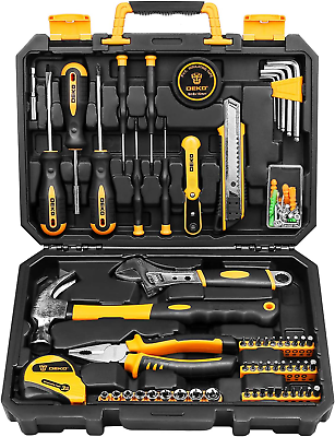 #ad 100 Piece Home Repair Tool SetGeneral Household Hand Tool Kit with Plastic Tool $75.36