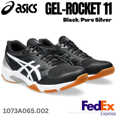 #ad Asics Volleyball Shoes GEL ROCKET 11 Black Pure Silver 1073A065 002 UNISEX NEW $94.00