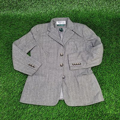 #ad Vintage Lauren Ralph Lauren Lambs Wool Blazer Jacket 10P Womens Gray Pinstripe $29.70
