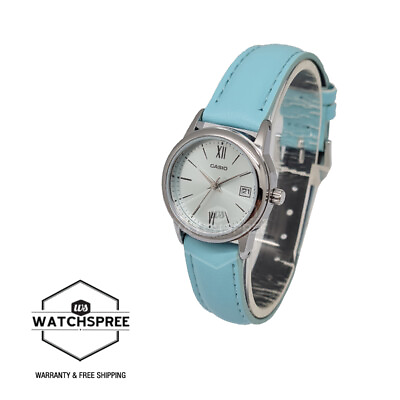 #ad Casio Ladies#x27; Standard Analog Light Blue Leather Strap Watch LTPV002L 2B3 $30.00