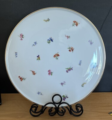 #ad Large Round Platter Dish Tirschenreuth Bavaria Floral 13 Inch Porcelain Antique $49.00