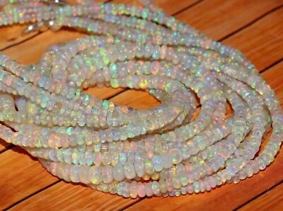 #ad Flashy Ethiopian Opal Rondelle Beads Adjustable Bracelet in 925 Sterling Silver $14.99