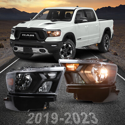 #ad Halogen Headlights for 2019 2020 2021 2022 2023 Dodge RAM 1500 Matte Black Lamps $285.99