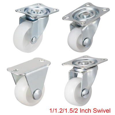 #ad 1 1.2 1.5 2 Inch Swivel Casters Wheels PP Plastic Wheel Top Plate Mounted White AU $22.30